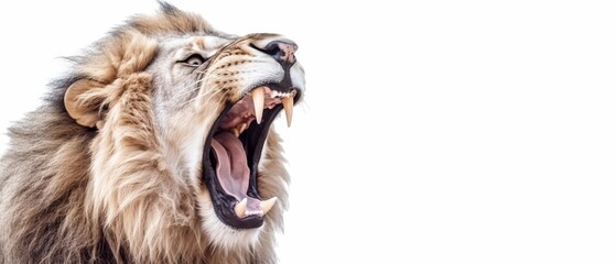 Lion screaming banner. Generate Ai