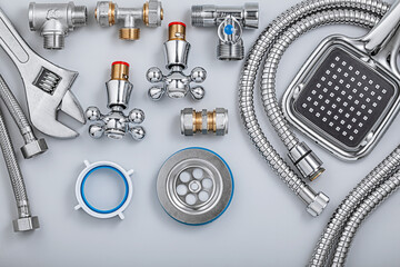 Set Of Accessories For Bathroom Plumbing
