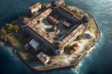 Prison island. Generate Ai