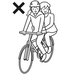Fototapeta na wymiar 自転車の二人乗りをしている2人の若い女性