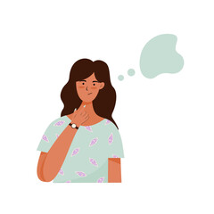 Girl confused and thinking illustration character. Woman expression Vector illustration.