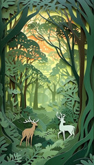 Enchanting Forest Encounter: Two Majestic Deers 