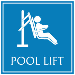 Pool lift sign and labels