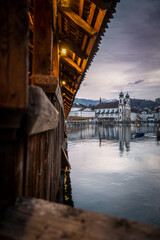Symphony of Tranquility: Bridge and Church in Luzern's Embrace - 609299502