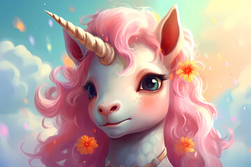 Unicorn - mythological creature from European folklore. Generative AI.