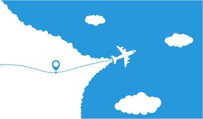 Airplane travel opens background. Vector illustration.