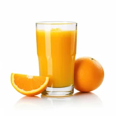 Foto op Aluminium Orange juice on white background. Generative AI © Levon