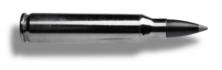 Shadow under and AR-15 cartridge with a black 223 bullet