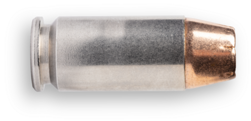 hollow point bullet on a 40 caliber pistol cartridge