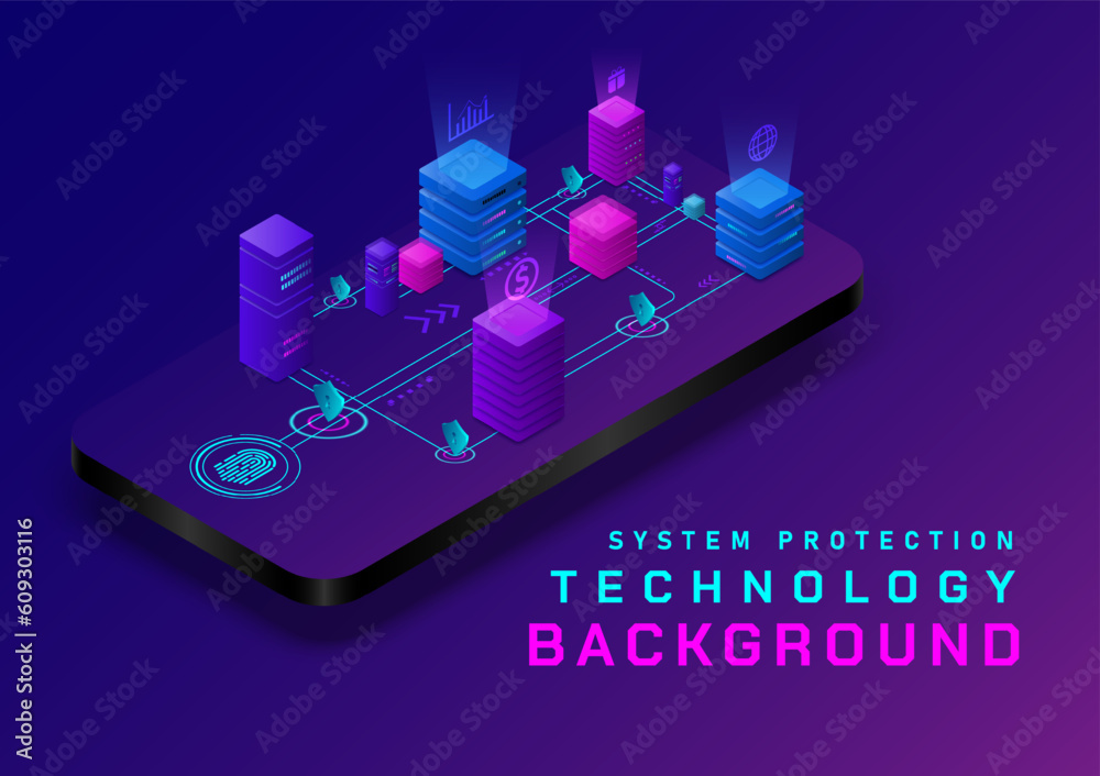 Poster technology protection system secures access to data from mobile phones with a holographic multicolor