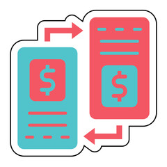Sticker Mobile Money Transfer design vector icon design vector line icon svg