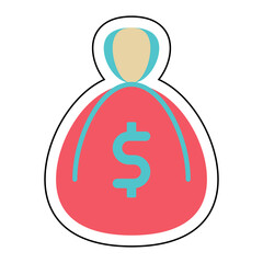 Sticker Money Sack design vector icon design vector line icon svg