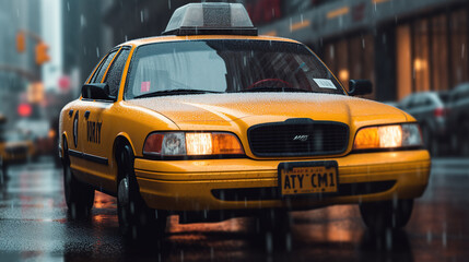 Taxi in the street. Generative AI