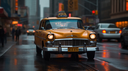 Fototapeta na wymiar Taxi in the street. Generative AI