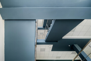 stairs emergency and evacuation exit stair in up ladder in a new office building.