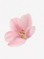 Pink Magnolia  A digital watercolor painting of a pink magnolia on a white background