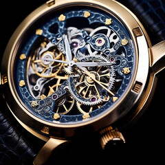 Fototapeta na wymiar Luxury watch with gears close up. Generative AI