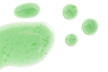 Spilled green transparent cucumber gel on a blank background. PNG