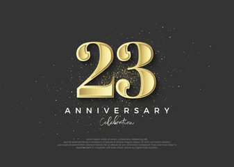 Fototapeta na wymiar 23rd anniversary golden. Premium vector design to celebrate birthday. Premium vector background for greeting and celebration.