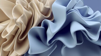 3d render, abstract modern blue background, folded ribbons macro, fashion wallpaper with wavy layers and ruffles, Generative AI