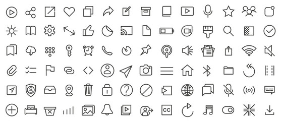 A set of user interface icons that can be used for commercial purposes. Thin line vector.