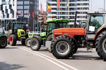 Farmers blocked traffic with tractors during a protest