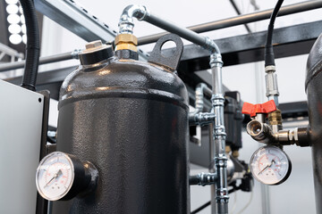 Gas tank with pressure gauge on a gas plant