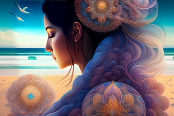 Beautiful woman highly detailed portrait by generative Ai