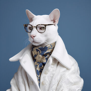 portrait of a cat in a coat