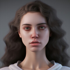 Portrait of a woman face in porcelain look