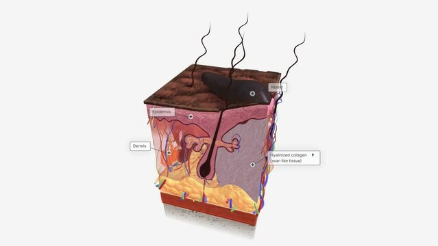 Keloids in Skin Tissue A keloid scar is a thick raised scar
