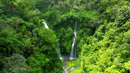 Naklejka na ściany i meble Bali Fiji Waterfall is Bali Places of Interest which contains information about Triple waterfalls located in Lemukih village, Sawan, Buleleng. 
