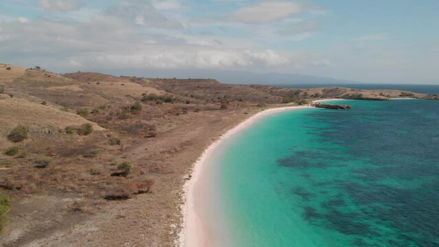 Drone Footage of Pink Beach Bima Indonesia