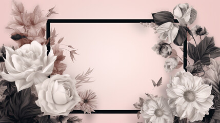 Floral frame for wedding invitation. Generative AI