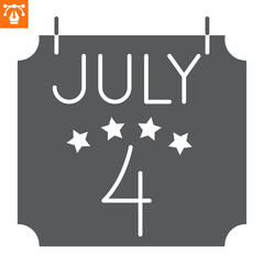 4th july calendar solid icon, glyph style icon for web site or mobile app, independence day and USA, date calendar vector icon, simple vector illustration, vector graphics with editable strokes.