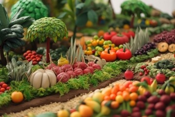 Fototapeta na wymiar close-up of edible landscape with fruits and vegetables in full view, created with generative ai