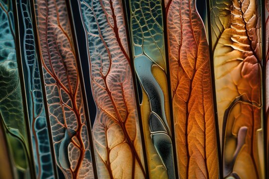 microscope slide with magnified view of the cells and structures of a plant or animal, created with generative ai