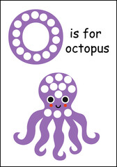 Learning English alphabet for kids. Letter O. Dot marker activity.