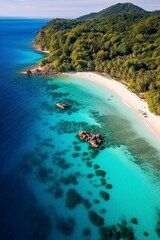Aerial view on lush tropical island, created with generative AI