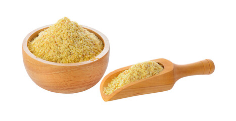 Wheat germ in wood bowl on transparent png