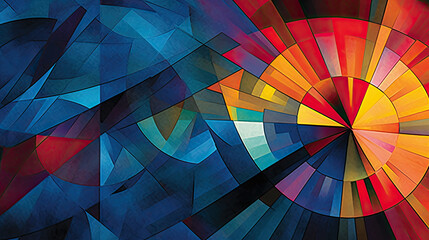 Obraz premium Enter a realm of geometric abstraction, where precision meets artistry. Create an abstract backdrop featuring intricate shapes, intersecting lines, generative AI 