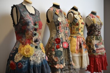 upcycling clothes into unique and statement pieces, such as dresses with applique or embroidery, created with generative ai