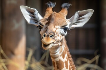giraffe's tongue wagging in playful tease, created with generative ai