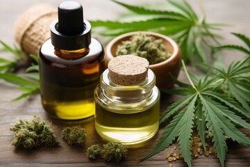 Medical cannabis in oil and herb. 