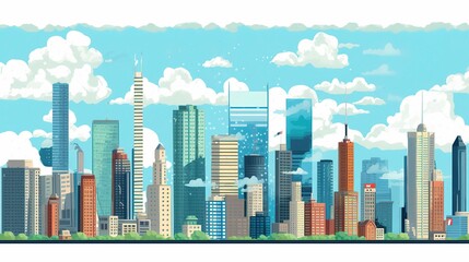 Obraz premium Beautiful skyline of the city, illustration art