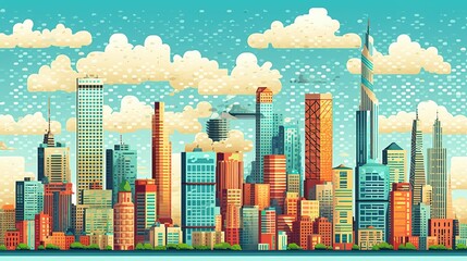 Beautiful skyline of the city, illustration art