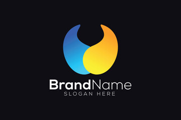 Colorful bull technology logo design template