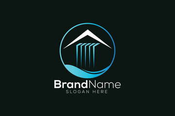 Colorful falls and home logo design template