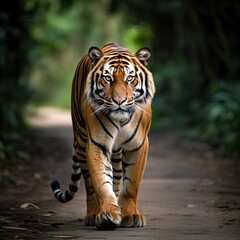 Amazing Bengal tiger in the nature wildlife forest, Tiger in wildlife realistic photography made with generative ai technology