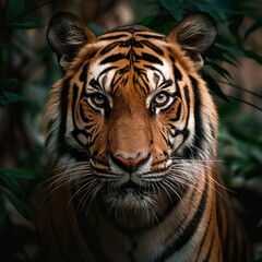 Fototapeta premium Amazing Bengal tiger in the nature wildlife forest, Tiger in wildlife realistic photography made with generative ai technology